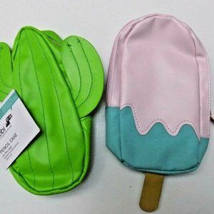 2 Pencil Case Yoobi Ice Pop & Cactus Shaped